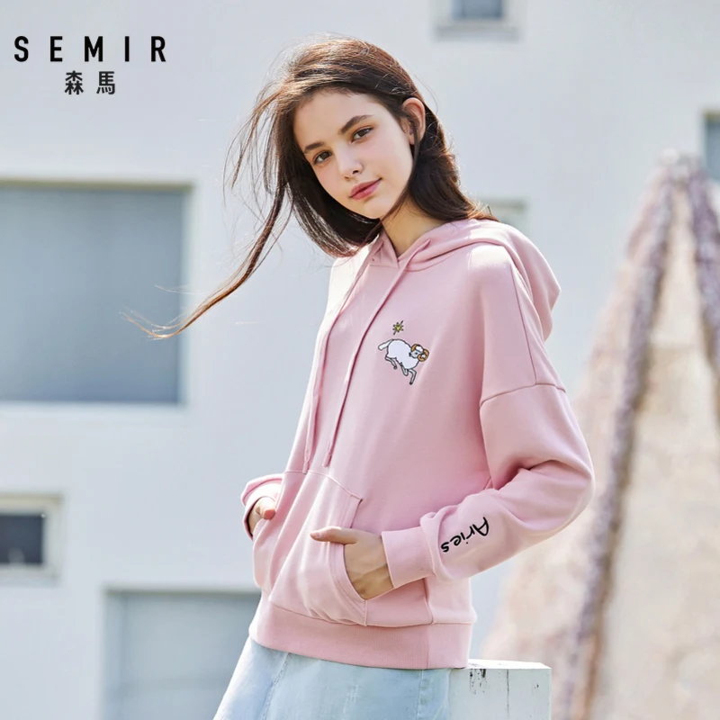 Куртка SEMIR женская оверсайз с капюшоном Свободный пуловер длинным рукавом