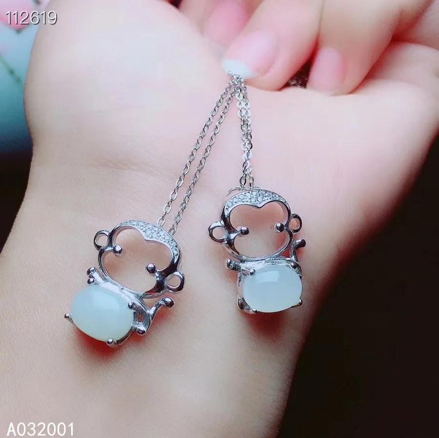

KJJEAXCMY fine jewelry natural white jade 925 sterling silver new women pendant necklace support test luxury fashion