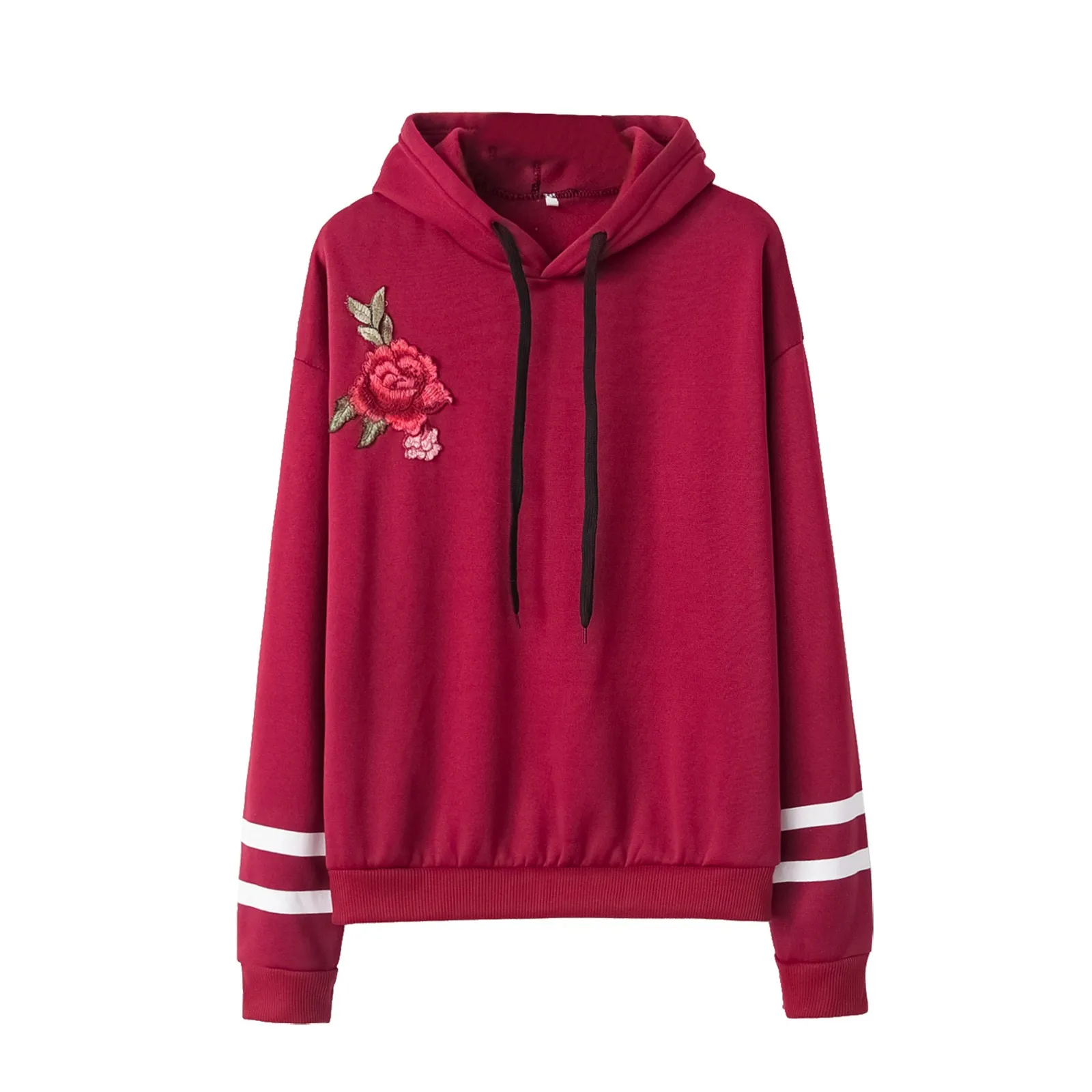 

Autumn Fashionable Womens Sweatshirt Embroidery Applique Long Sleeve Solid Hoodie Sweatshirt Jumper Smock Hooded Pullover
