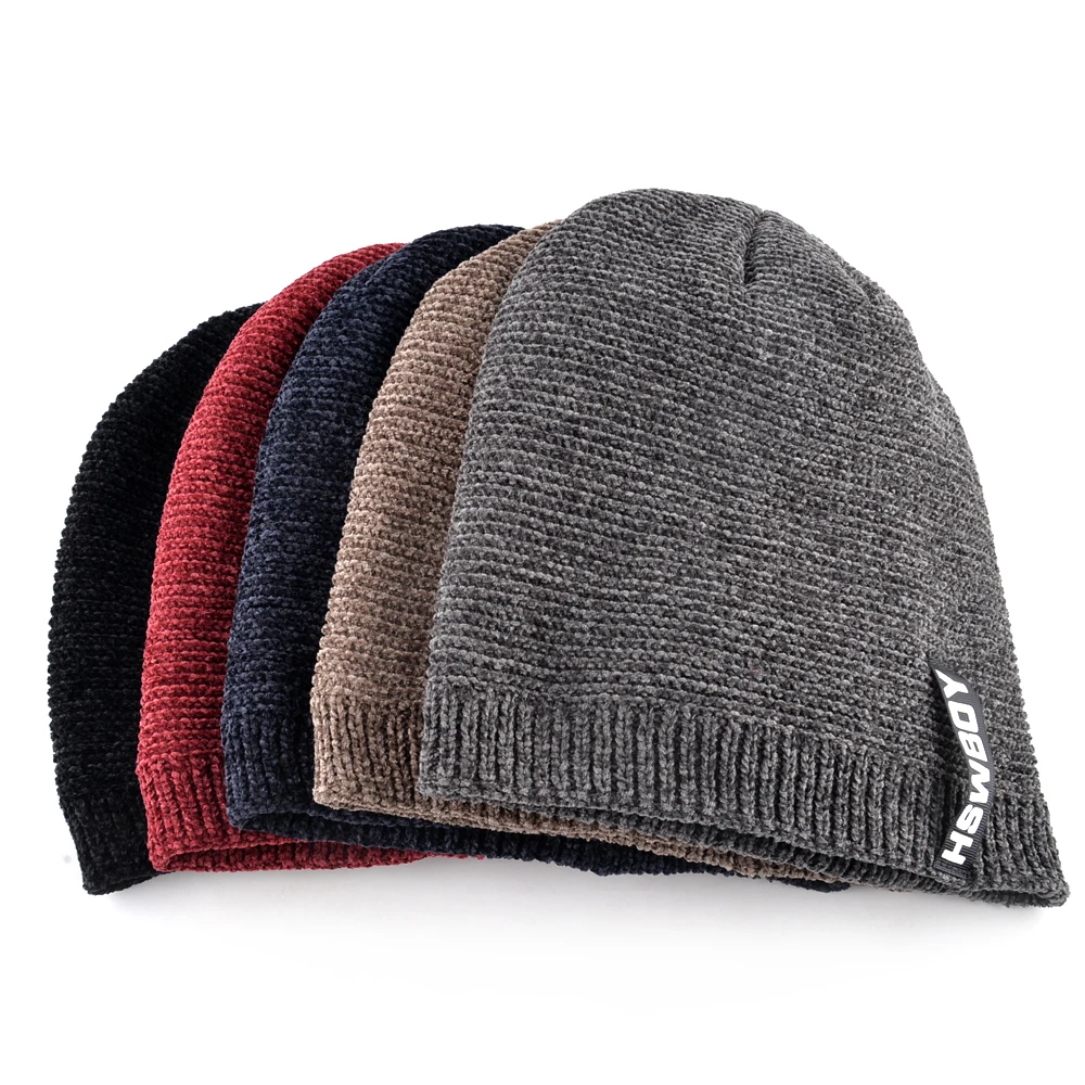 Вязаная Шерстяная Шапочка и шарф для мужчин Зимняя Толстая теплая шапочка