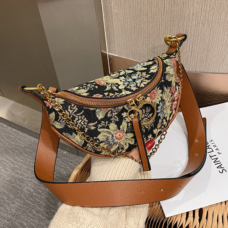 

Luxury Brand Small Flowers Cloth Shoulder Crossbody Bag for Women 2021 New High Quality Lady Designer Handbag and Purses