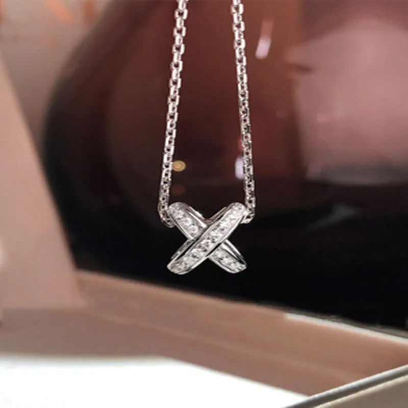 

925 New Temperament Lucky Cross Fate Series Necklace Clavicle Chain 18k Color Gold Plated Rose Gold White Gold For Women Jewelry