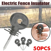50pcs electric fence offset ring insulator for wood post fencing screw in posts wire safe agricultural garden accessories