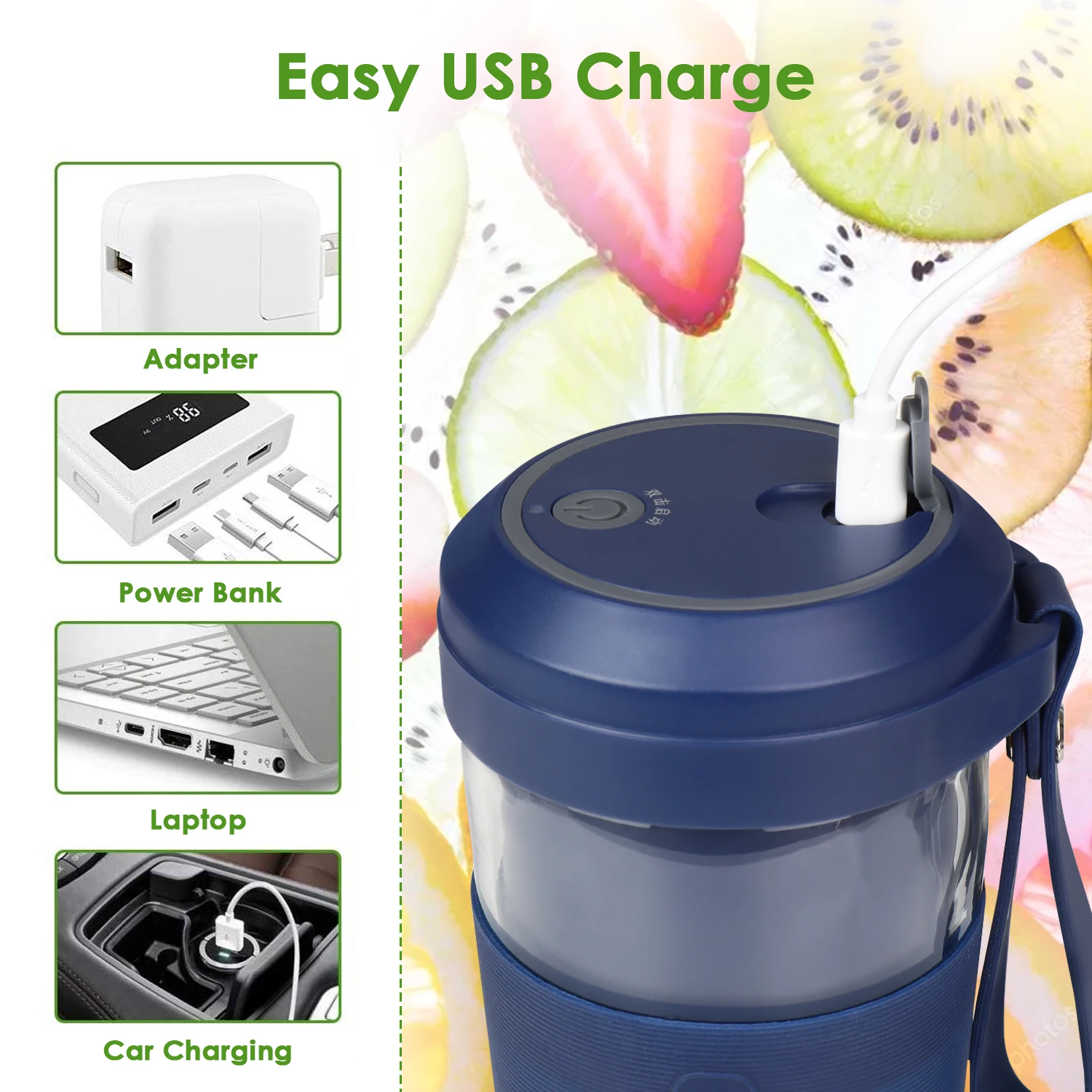 2-е поколение USB перезаряжаемая портативная соковыжималка 4 лезвия блендер чашка