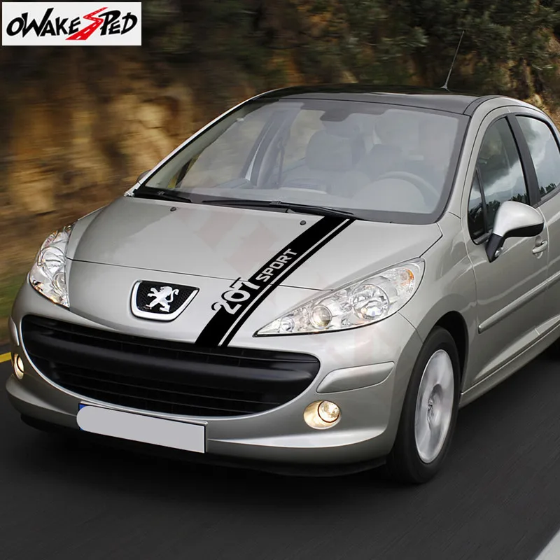 

For-Peugeot 207 Hood Bonnet Stripes Stickers Car Sport Styling Engine Cover Decor Decal Auto Body Stickers Vinyl Decals
