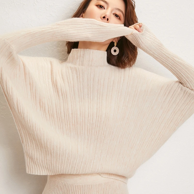 adohon woman winter 100% Cashmere sweaters and autumn Pullovers Women's Sets knitted High Quality Warm Female Dresses tops