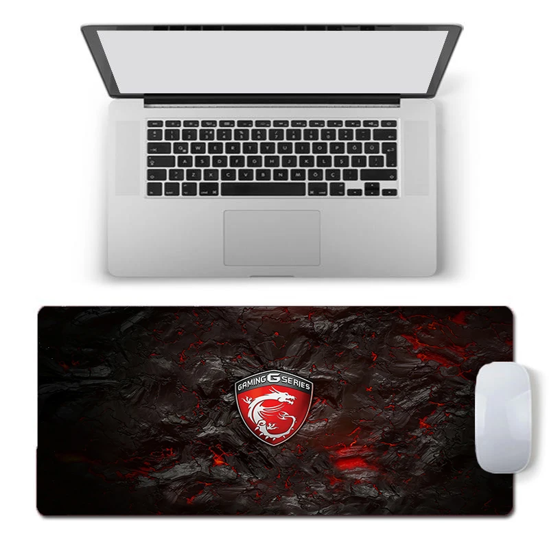 

Luxury Msi Logo Large Mouse Pad Persian Carpet Laptop Pc Gamer Keyboard Mousepad Edge White Tassel Rubber Table Mat for Pet