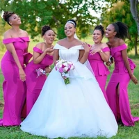 off shoulder bridesmaid dresses with sash side split long maid of honor wedding party gowns zipper back special occasion wear