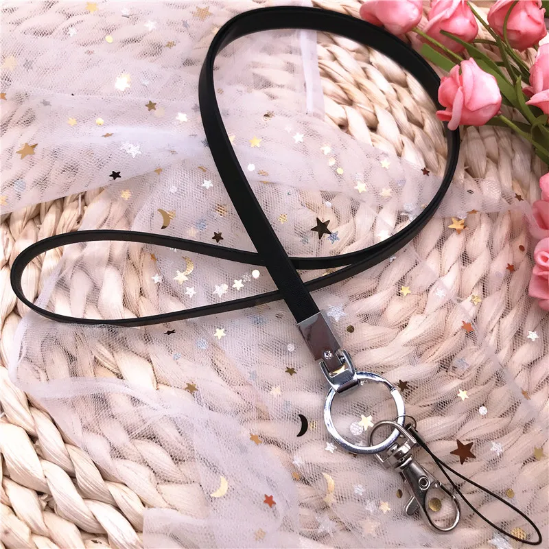 Простой и из мягкой Pu искусственной кожи шейный ремешок для ключей брелок ID карты