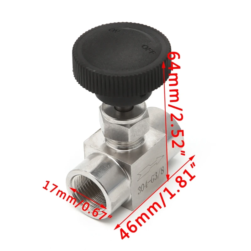 

1/2" Needle Valve Female Thread 304 Stainless Steel Flow Control Shut Off 915 PSI