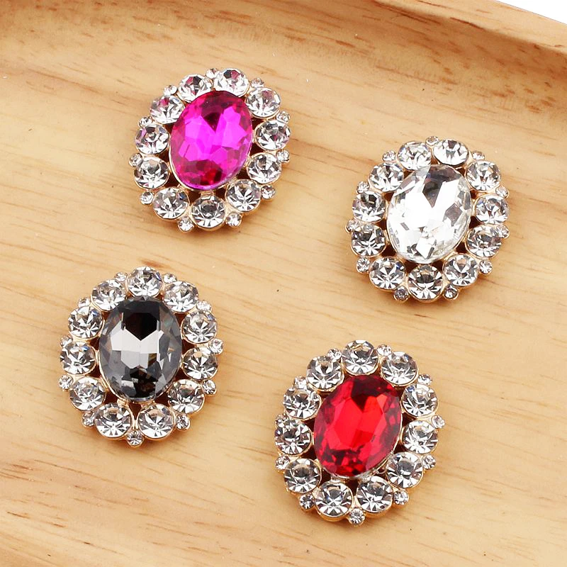 10 шт./лот 25 мм * 31 новые алмазные золотые пуговицы из сплава украшения с плоской