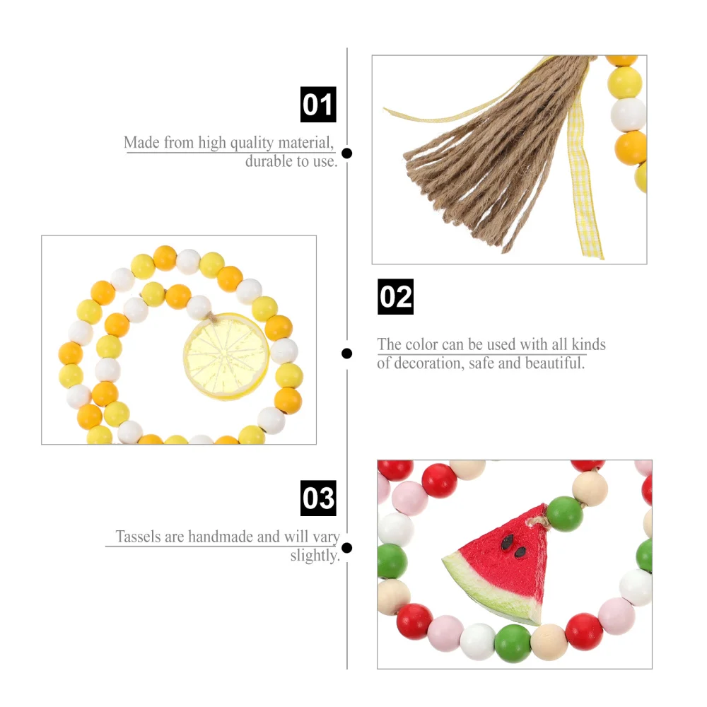 

2pcs Creative Hanging Beads String with Tassel and Fruit Pendant Festival Decor