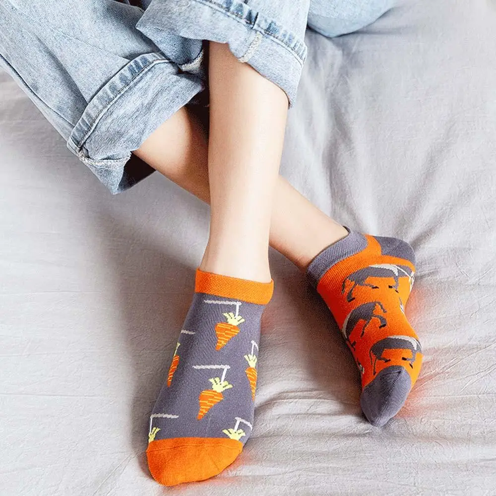 Хлопковые летние невидимые низкие носки с милым принтом героями мультфильмов