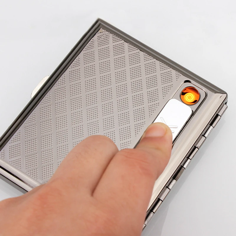 Креативный Ретро футляр для сигарет с зажигалкой ветрозащитные USB зажигалки