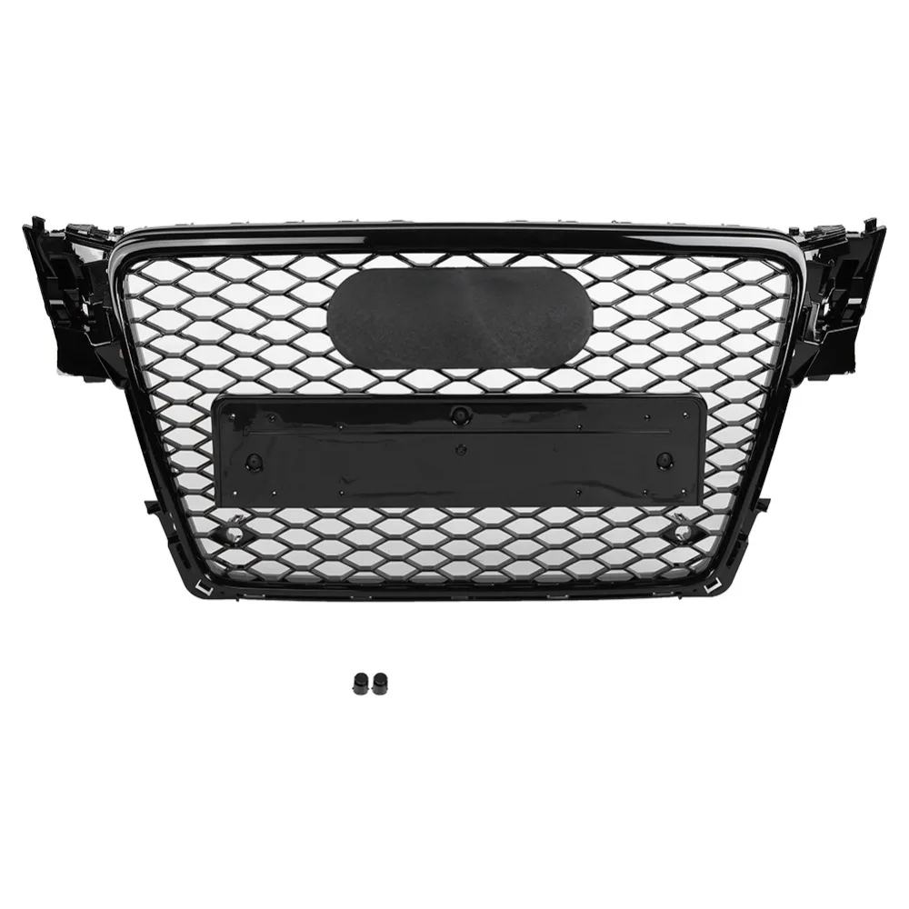 For RS4 Style 1 Set Black ABS Radiator Chrome Front Sport Hex Mesh Hood Grill Gloss Audi A4S4 B8 2009 2010 2011 2012 | Автомобили и