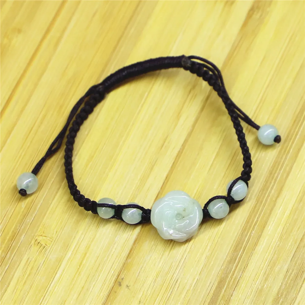 

Handmade Natural Stone Wave Safe Buckle Bracelet and Rose Flower Crystal Agates Braided Charm Bracelet Simiya Style Yoga