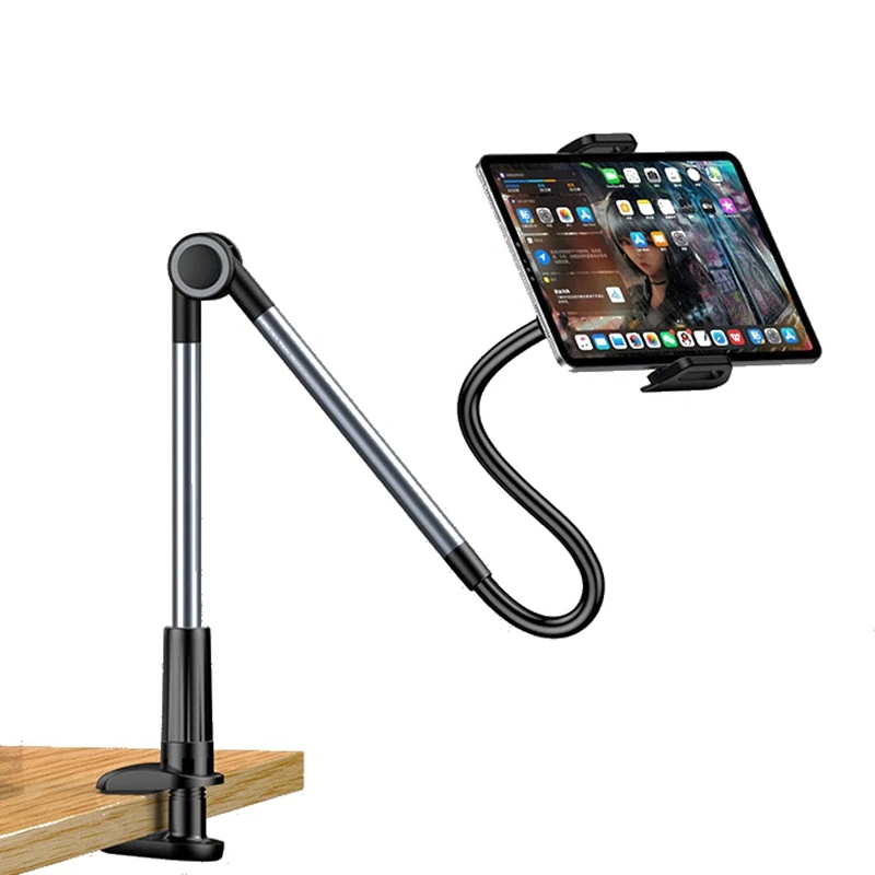 Universal Lazy Phone Tablet Tableside Bedside Clip Foldable Rotatable Long Arm Bracket 360 Degree Adjustable Stand Holder