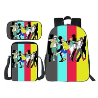 jujutsu kaisen backpack 3 piecesset teenager bookbag school backpack boy girl bookbag messenger bag pencil case