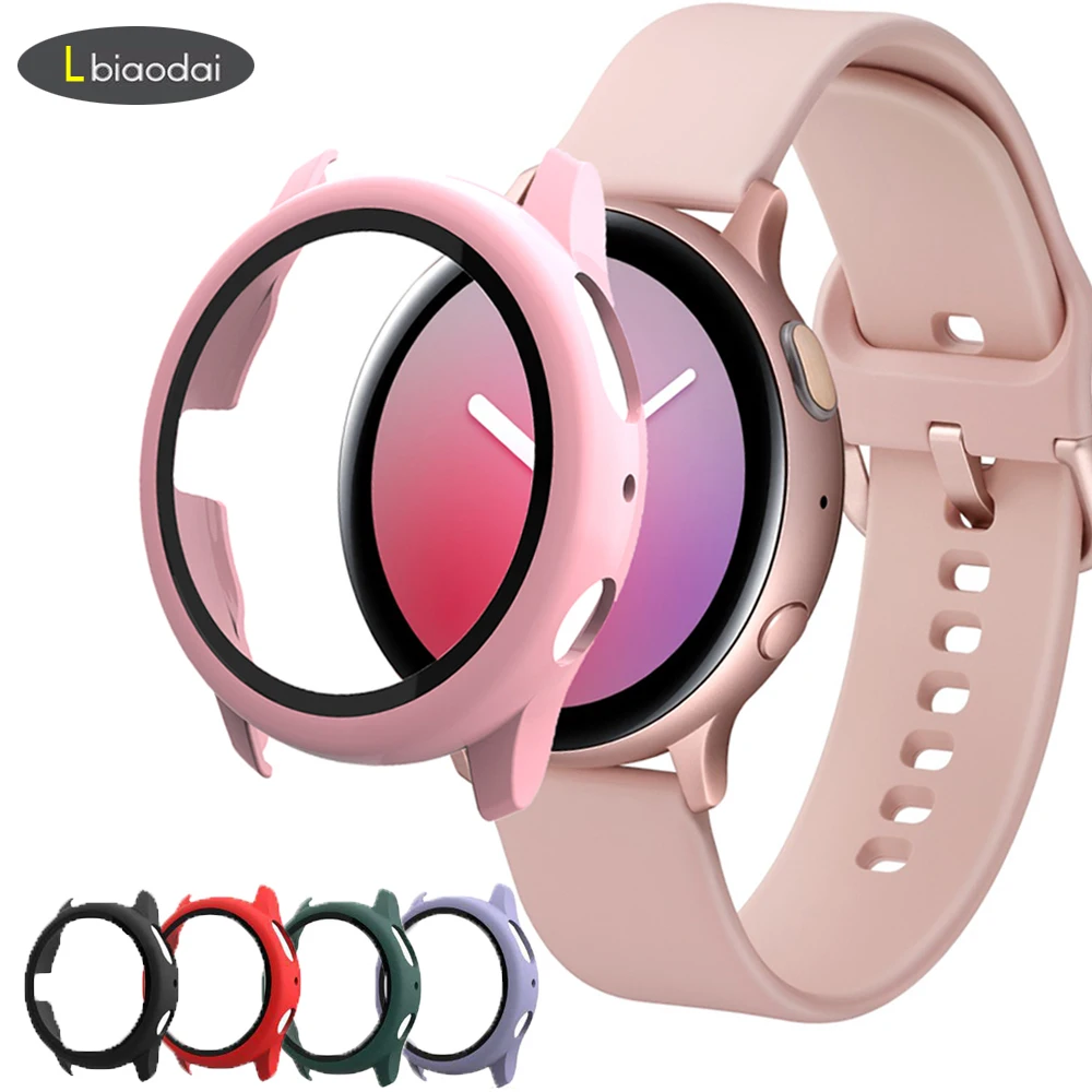 Стекло + чехол для Samsung Galaxy watch active2 40/44 мм полное покрытие из ТПУ бампер защита
