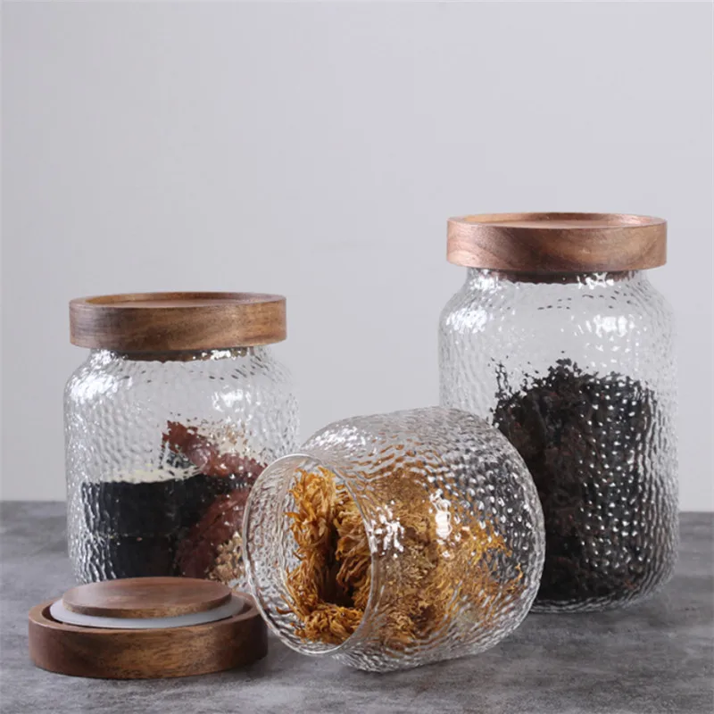 Hammer Grain Glass Jar - 500Ml -1Pcs