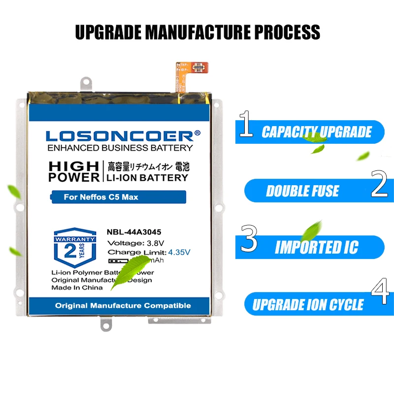 100% Оригинальный LOSONCOER 3800 мА/ч NBL-44A3045 Батарея для Neffos C5 Max TP702A TP702B TP702C TP702E | Мобильные