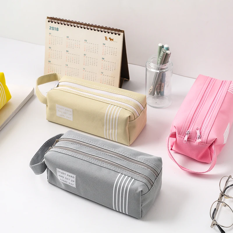 Kawaii Большой плюшевый мишка Карандаш Чехол Портативный холст милый пенал для