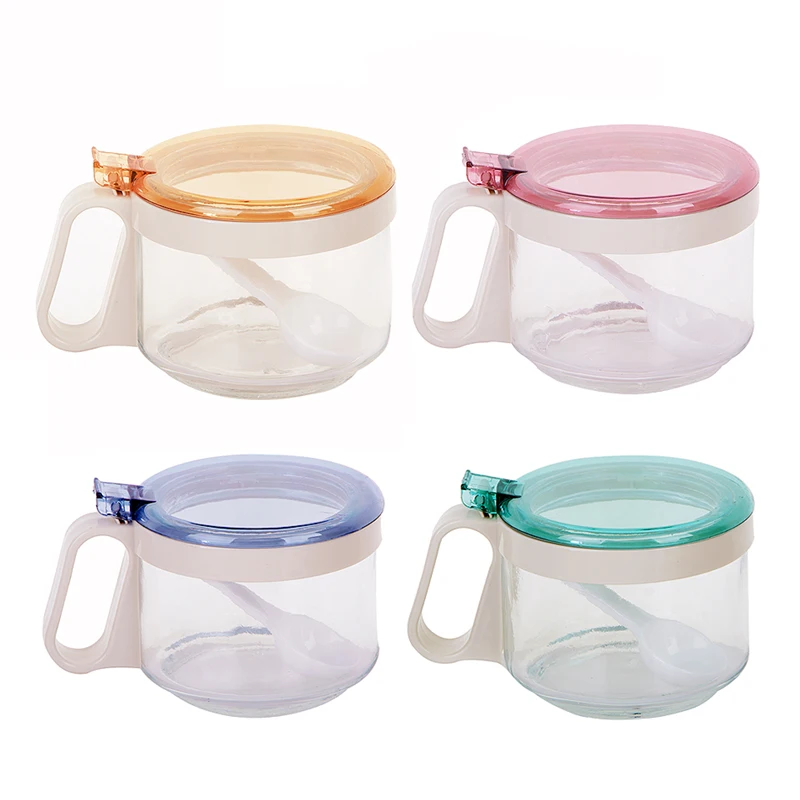 Стеклянный контейнер для хранения соли и перца с ложкой|storage box|container kitchenstorage box