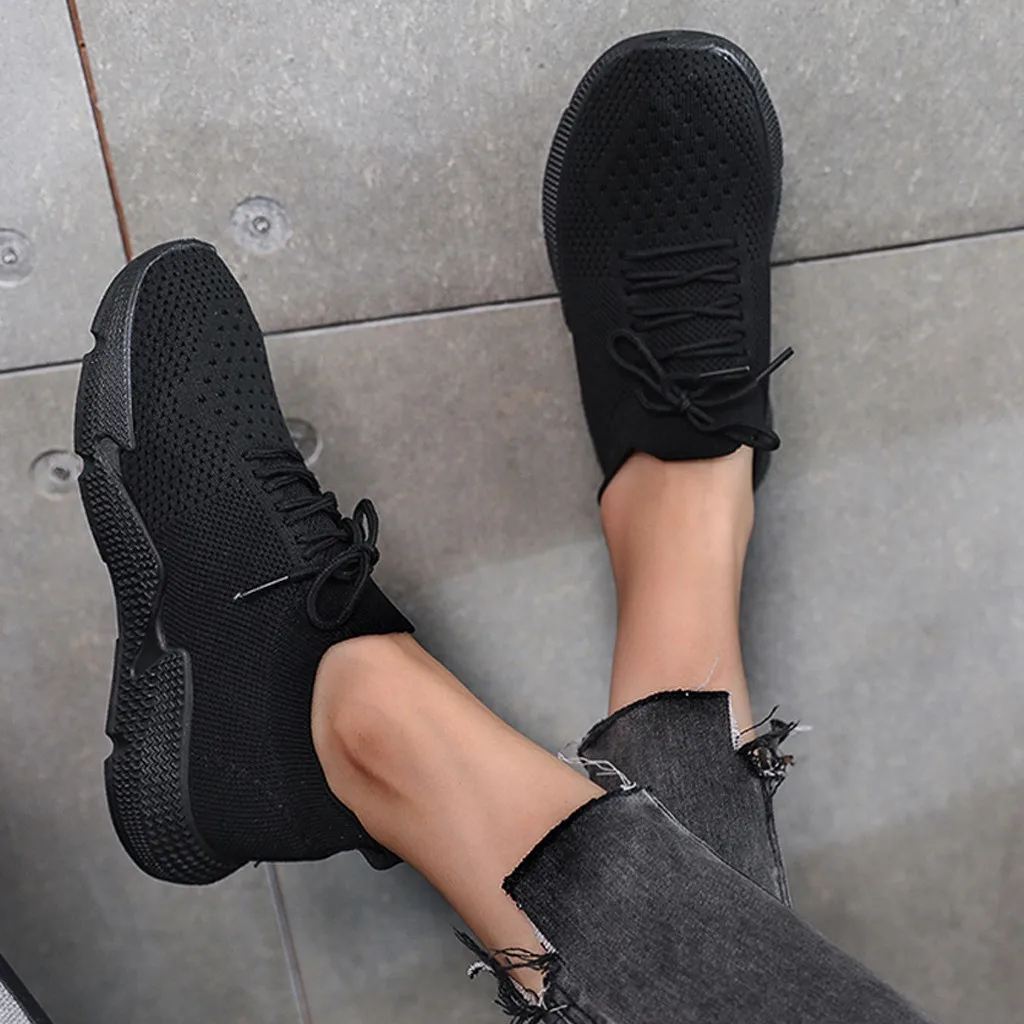 Женские теннисные туфли 2020 женские повседневные однотонные черные спортивная