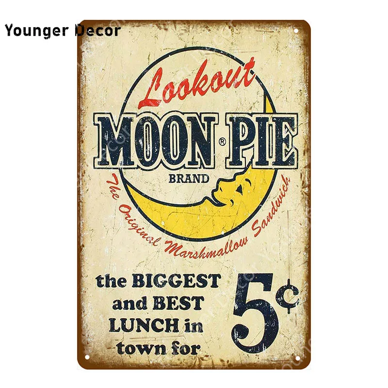 Металлические знаки Moon Pie винтажный постер на завтрак барбекю раньше гамбургеры