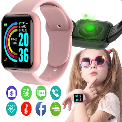 Наручные часы для фитнеса Y68, цветной экран, умный спортивный браслет, трекер активности и бега, пульсометр для детей, мужские и женские часы