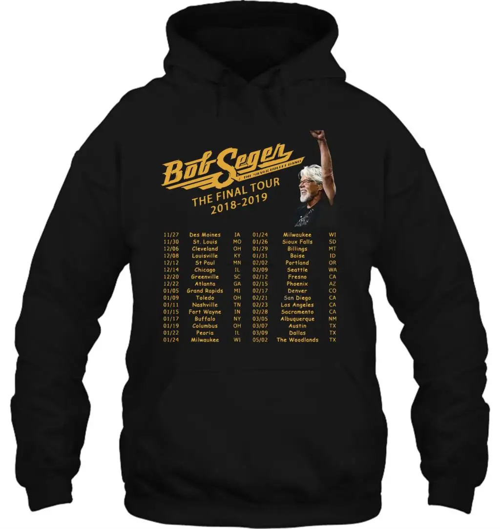 Мужская толстовка Bob Seger Tour Dates concert Black Full size черная женская уличная одежда| |