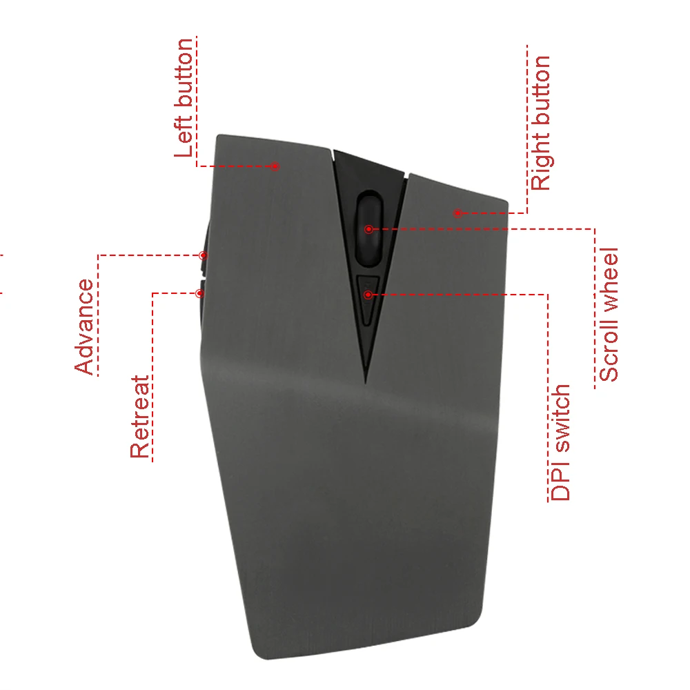 Беспроводной 2 4G Мышь Эргономичный черный истребитель Дизайн компьютерные 1600