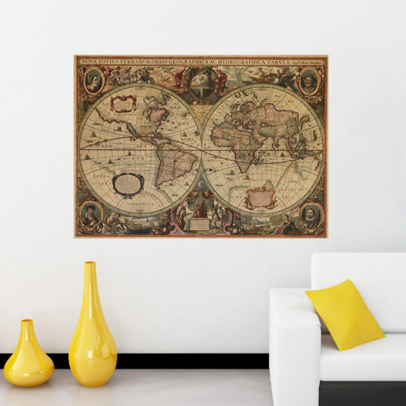 

1 Pcs New English Poster Vintage Decoration Student School Stylistic Teaching Geography Atlas Science Fiction Movie Treasure Map