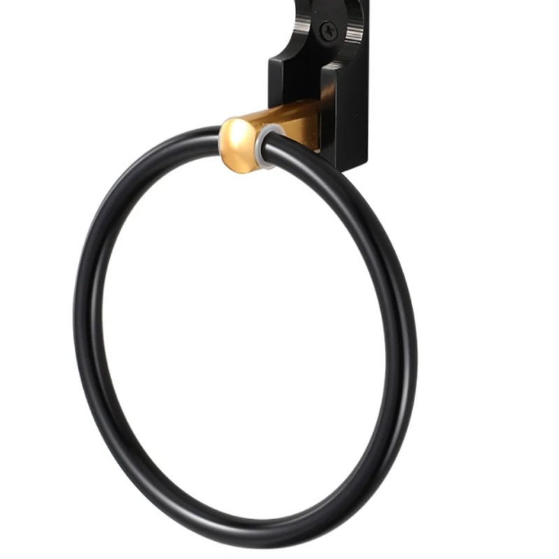 

Bathroom Invisible Towel Rack Decor Towel Holder Wall Mount Kitchen Rag Space Aluminum Hanger Nordic Black Folding Towel Ring