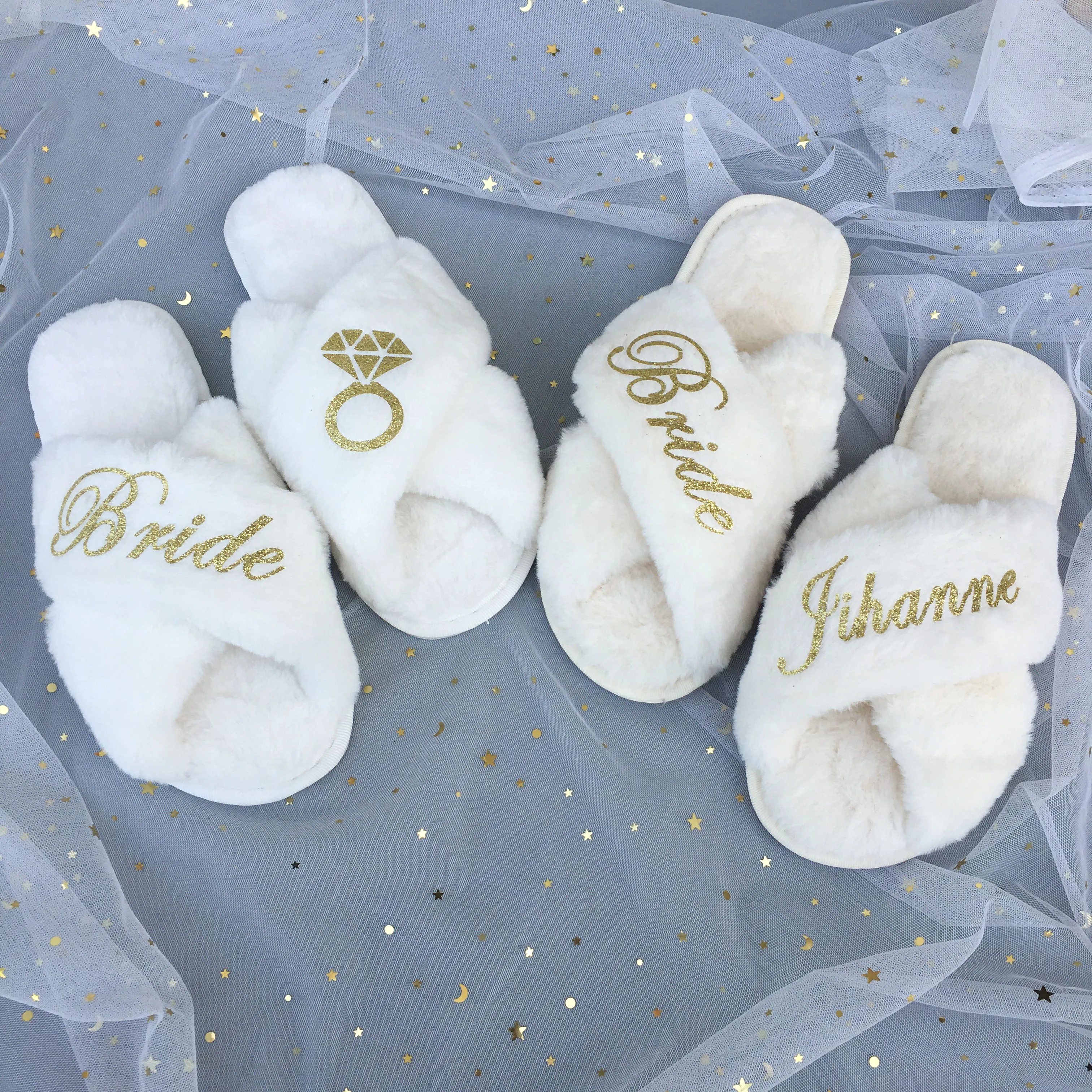 

Custom Bride slippers Bridesmaid Maid of honor sister mother of bride Birthday gift for wedding proposal party girlfriend 1pairs