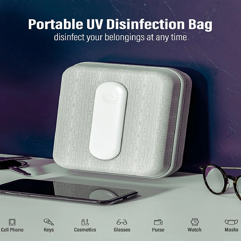 

Grey UV Lamp Disinfection Package Uvc Light Fast Sterilization Bag For Mask/Mobilephone/Toothbrush/Glasses/Key/Bottle