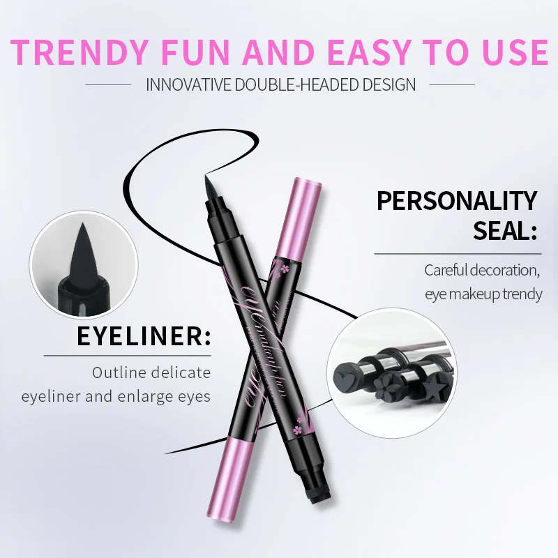 SHVYOG подводка для глаз с двойной головкой ЧЕРНЫЙ жидкий черный стойкий