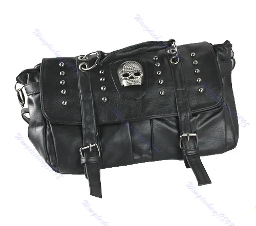 

Popular Fashion Womens Personalise Punk Rivet Skull Shoulder Bag Handbag Black