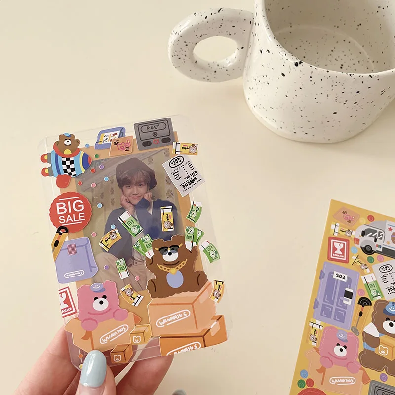 

Cute Korea Bear Scene Sticker DIY Scrapbook Bottom Collage Phone Diary Happy Planner Photo Album Gift Sealing Decoration