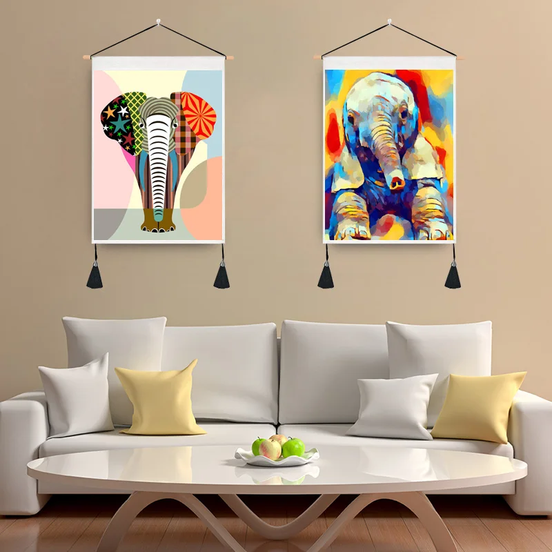 Современная Художественная живопись Красочный Слон холст печать подвесная