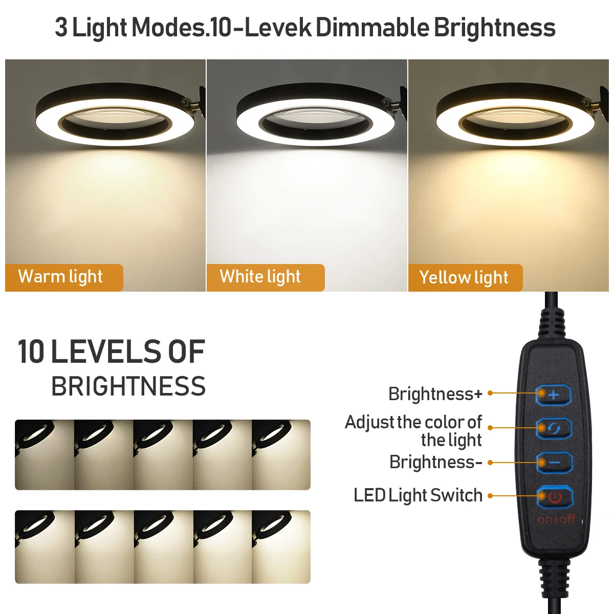Светодиодный светильник с лупой металлический поворотный кронштейн лампа лупа