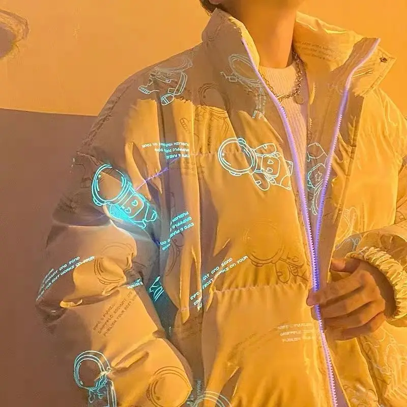 Мужская зимняя куртка в стиле хип-хоп с аниме принтом ветровка оверсайз уличная