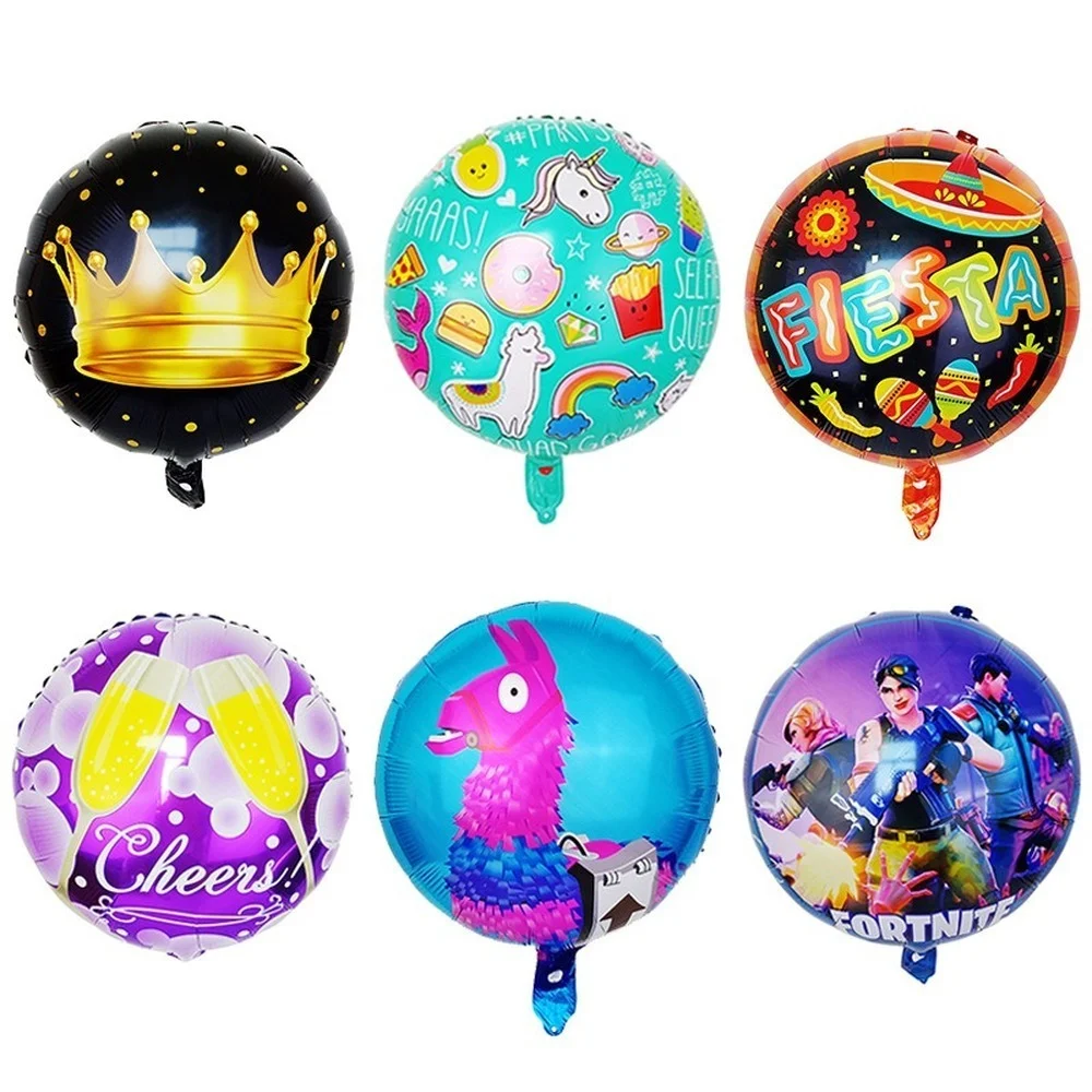 

18 Inch Colorful Round Fort Night Foil Balloon Cartoon Baby Shower Decorations 5th Birthday Party Supplies Decoration Wholesale