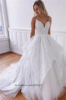 vestidos de novia luxury lace beading wedding dress with long train new arrivals 2022