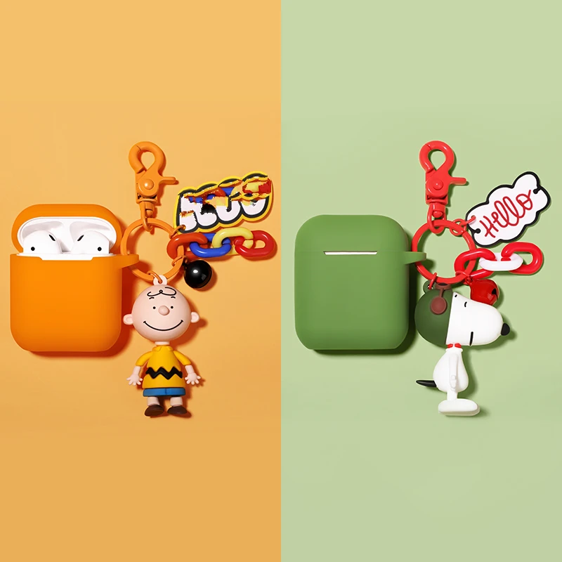 Милый брелок для ключей из мультфильма "Charlie коричневая собака", силиконовый защитный чехол для наушников для Airpods 1, 2, аксессуары, чехол, сумка, коробка