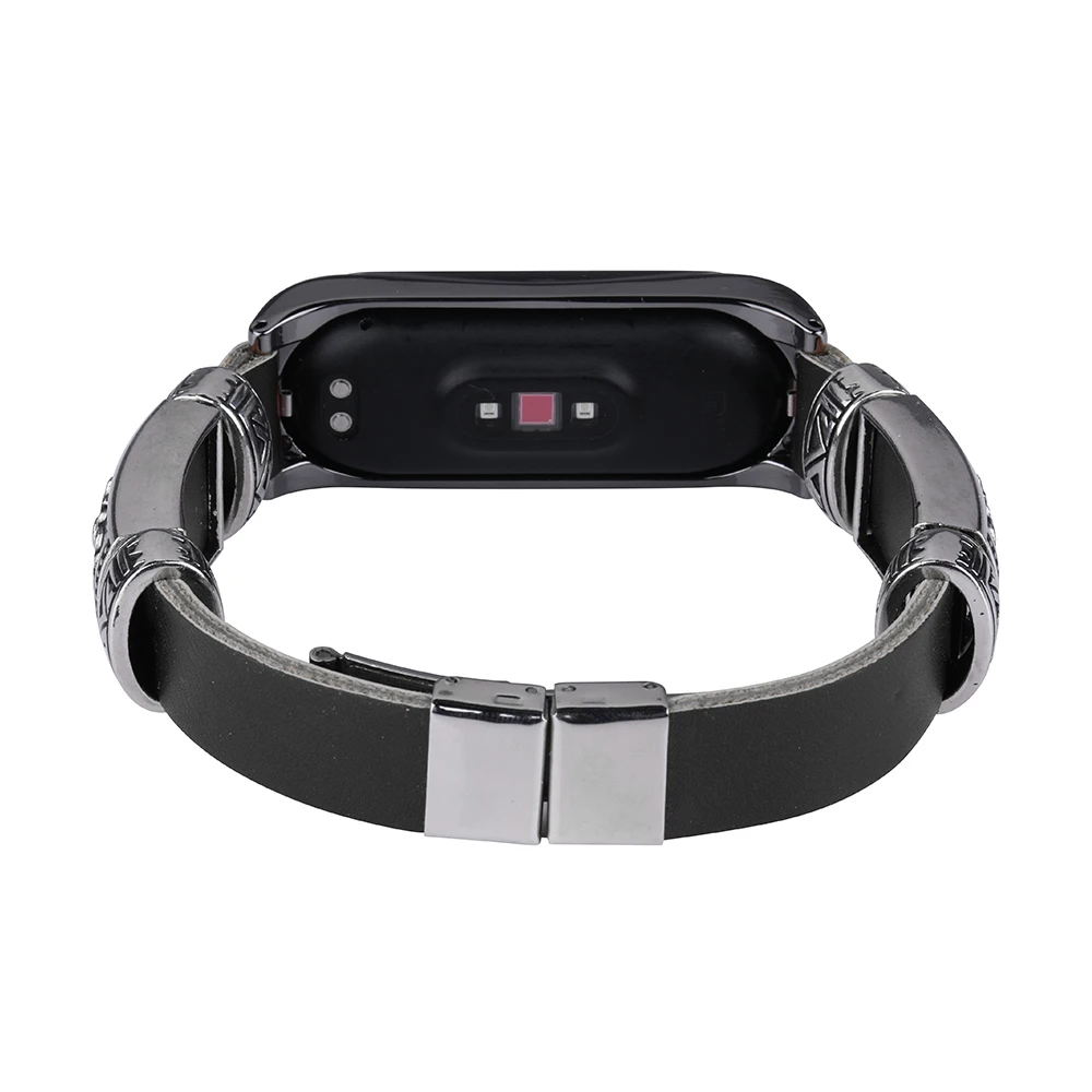 Ремешок на запястье для Xiaomi mi Band 4 и mi Band 3 металл+ кожа DIY браслет для mi Band 4/mi 3 браслет умные часы аксессуары