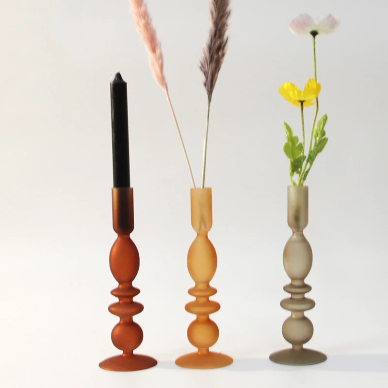 

Glass Candlestick Holder for Table Decoration Glass Candle Holder Table Ornaments Flower Water Hydroponics Vase Decor