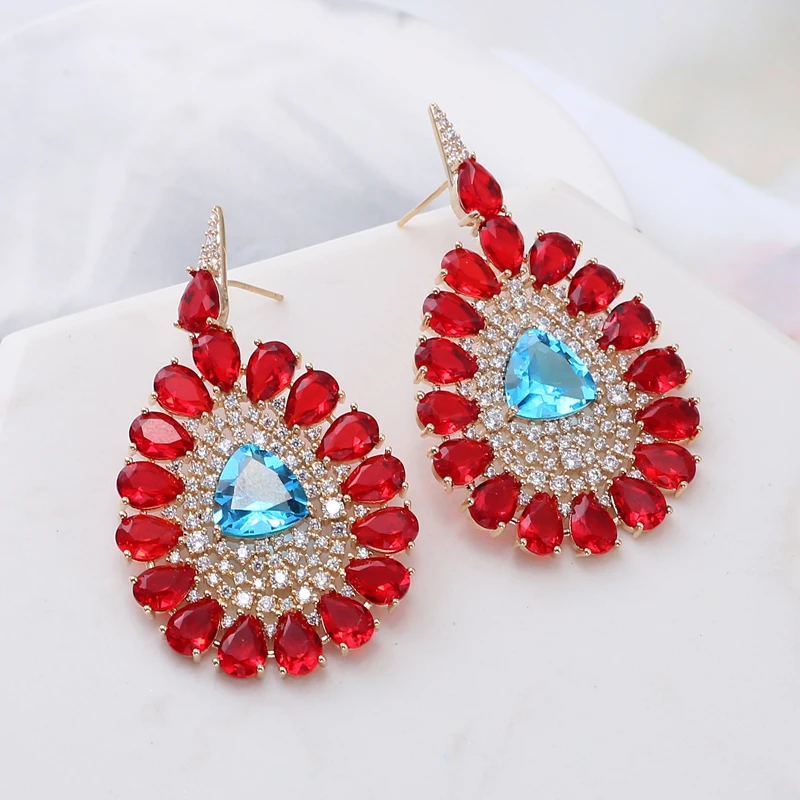 Серьги-подвески женские с фианитами и кристаллами | Украшения аксессуары