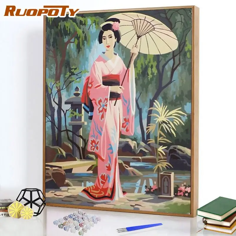 

RUOPOTY 40x50cm Frame Painting By Numbers Figure Kits For Adults Picture By Number HandPainted Home Decor gift