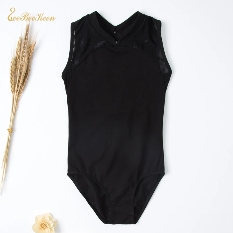 Балетная Одежда для девочек без рукавов с сеткой черного/синего/красного цвета |